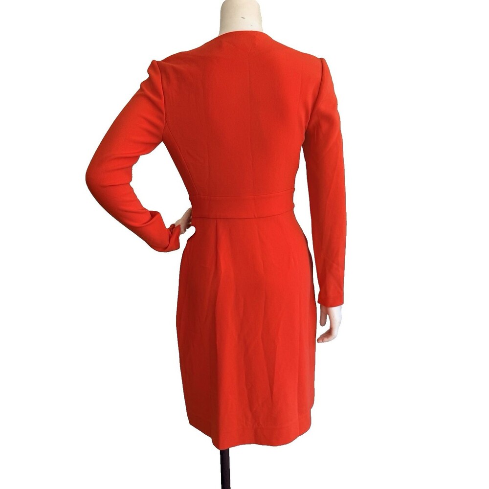 DIANE VON FURSTENBERG Wrap Dress Coral Red Long Sleeve Knee Length Size 4 - Picture 3 of 11